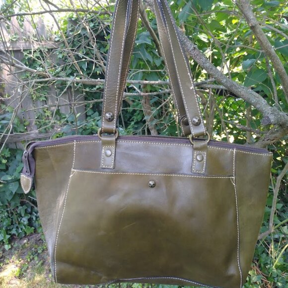 Patricia Nash Leather Shoulder Bag Tote Purse Double Handles NWT Galetti Green - Picture 2 of 9